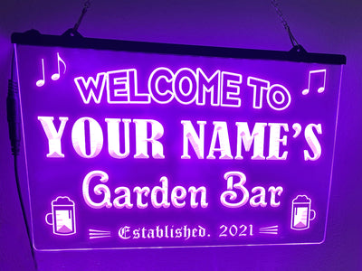 Garden Bar Personalized Illuminated LED Neon Sign