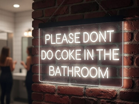 Image of Please Don't Do Coke in the Bathroom Illuminated Sign