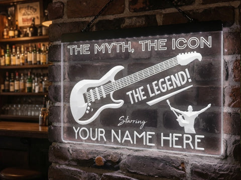 Image of Guitar Legend Personalized Illuminated Sign