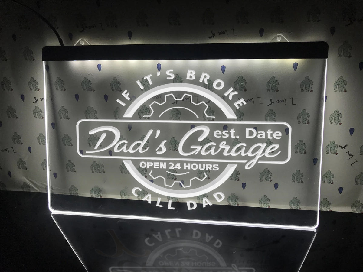 Dad's Garage Personalized Illuminated LED Neon Sign