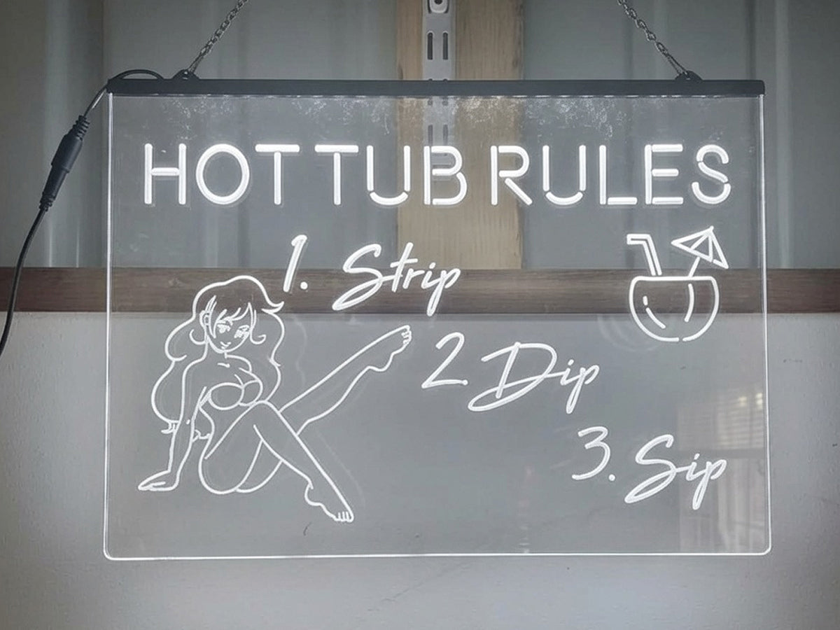 Hot Tub Rules Illuminated Sign