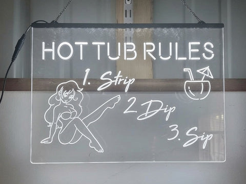 Image of Hot Tub Rules Illuminated Sign
