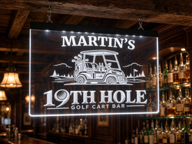 Golf Cart Bar Personalized Illuminated LED Sign