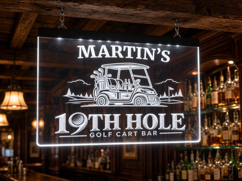 Image of Golf Cart Bar Personalized Illuminated LED Sign