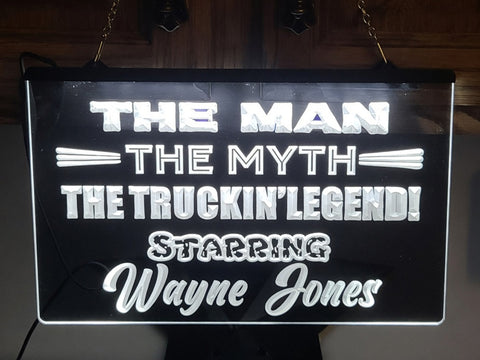 Image of Truckin' Legend Personalized Illuminated Sign