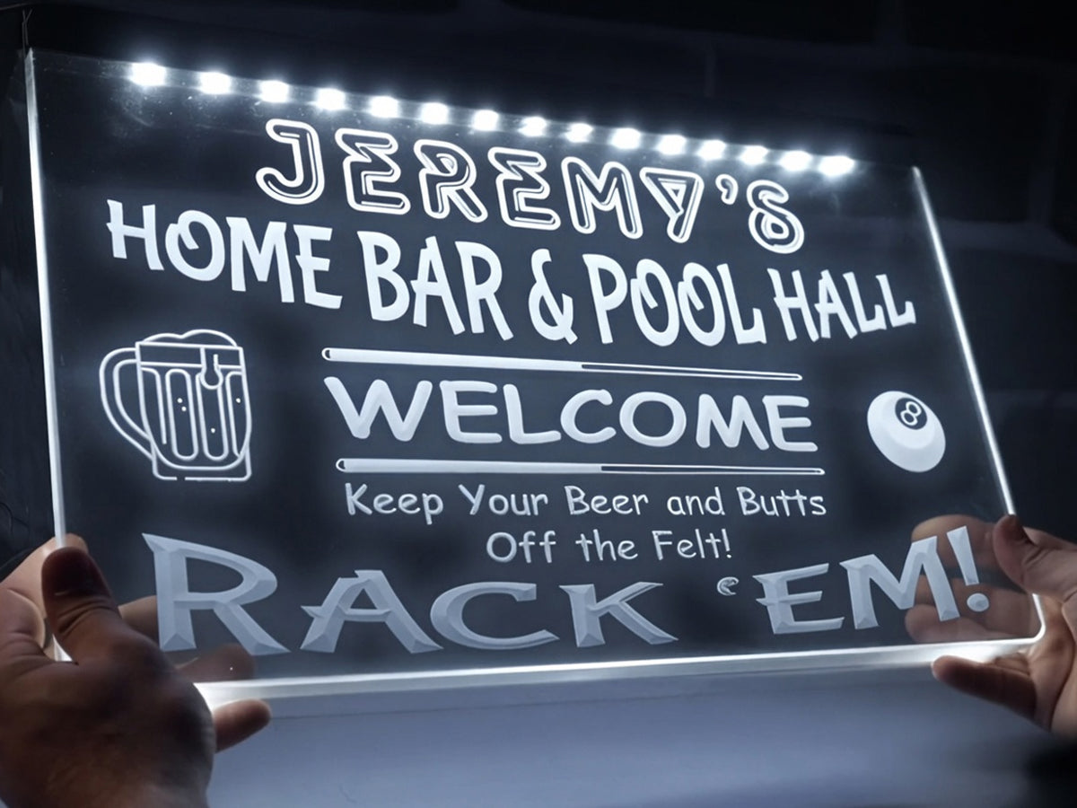 Home Bar and Pool Hall Personalized Illuminated Sign
