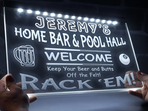 Image of Home Bar and Pool Hall Personalized Illuminated Sign