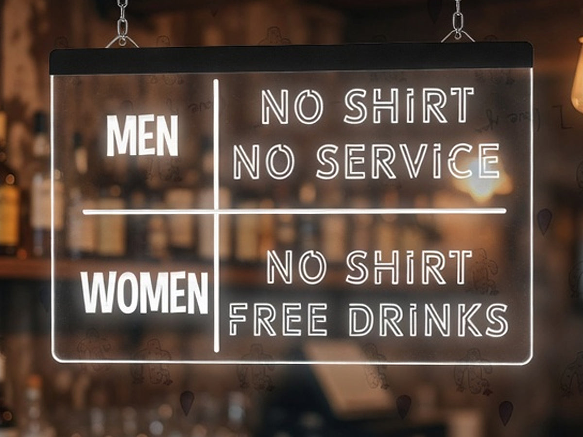 No Shirt No Service Funny Illuminated Sign