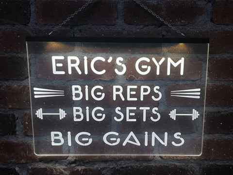 Image of Big Reps Big Sets Big Gains Personalized Illuminated Sign