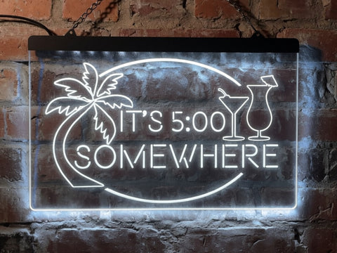 Image of It's 5:00 Somewhere Illuminated Bar Sign