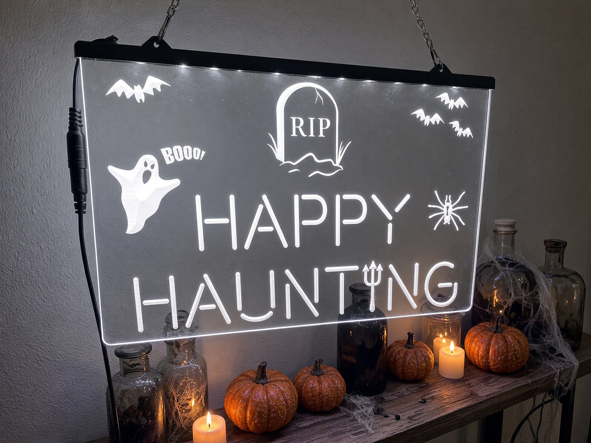 Happy Haunting Illuminated Sign