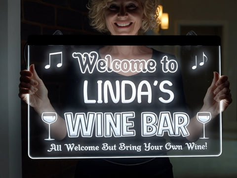 Image of Welcome to My Wine Bar Personalized Illuminated Sign