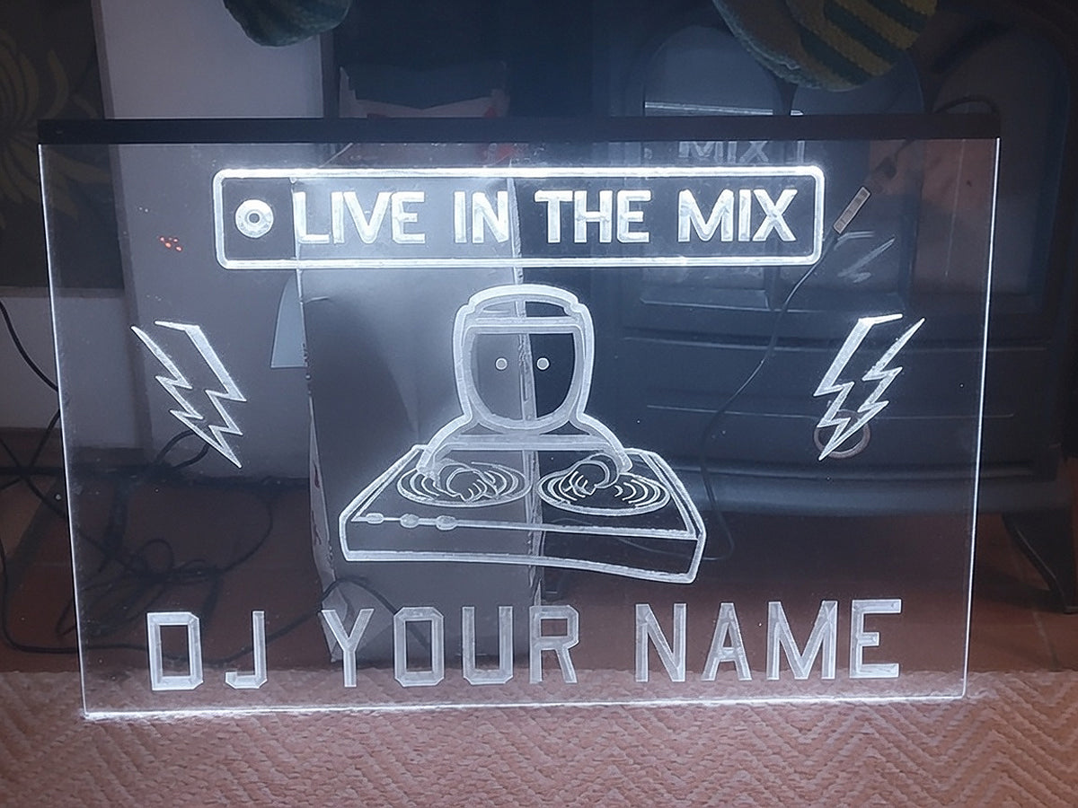 DJ Live in the Mix Personalized Illuminated Sign