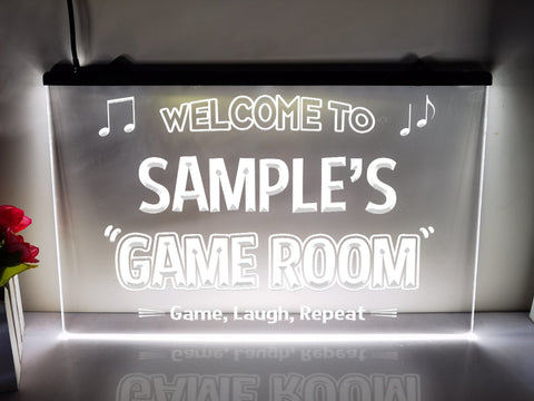 Image of Welcome To Game Room Personalized LED Neon Illuminated Sign