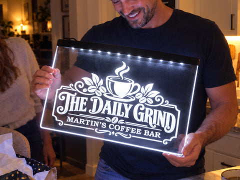 Image of The Daily Grind Personalized Illuminated LED Sign