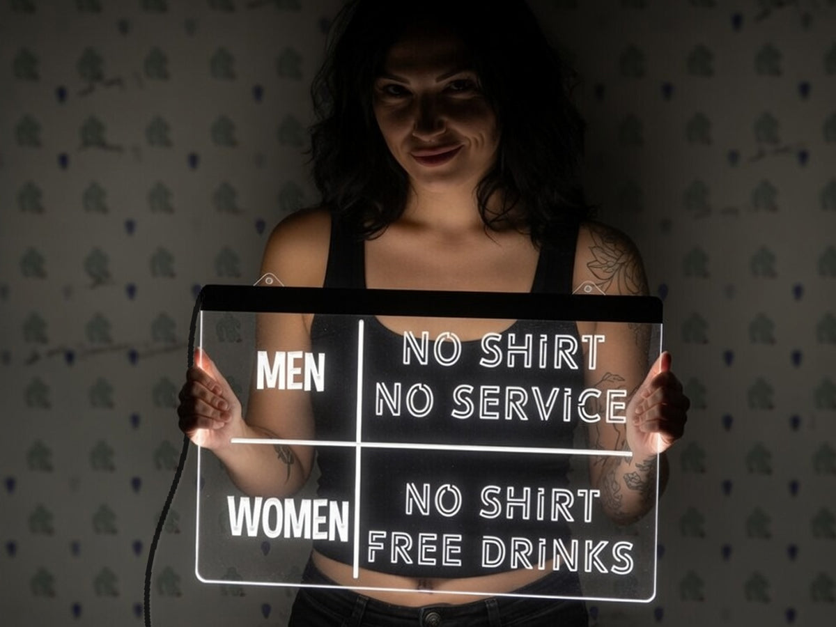 No Shirt No Service Funny Illuminated Sign