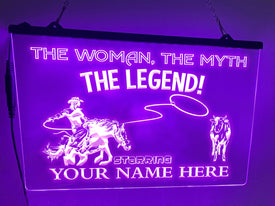 Cowgirl Legend Personalized Illuminated Sign