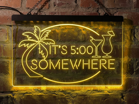 Image of It's 5:00 Somewhere Illuminated Bar Sign