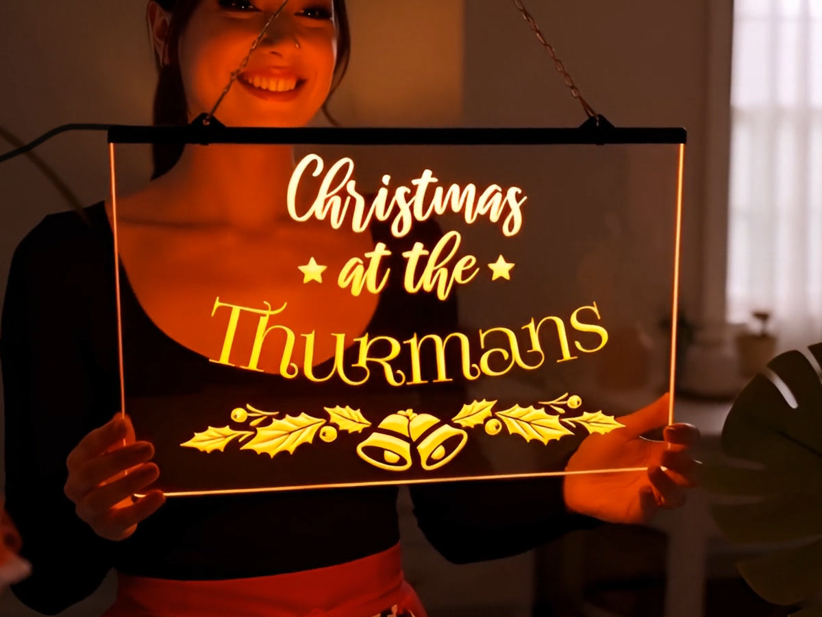 Personalized Christmas Sign Family Name in LED Neon
