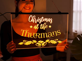 Personalized Christmas Sign Family Name in LED Neon