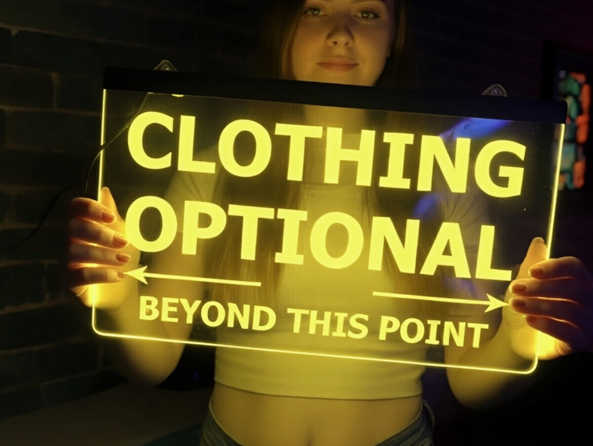 Clothing Optional Illuminated Sign