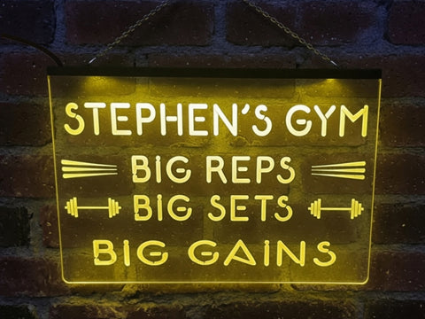 Image of Big Reps Big Sets Big Gains Personalized Illuminated Sign