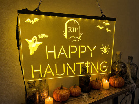Image of Happy Haunting Illuminated Sign