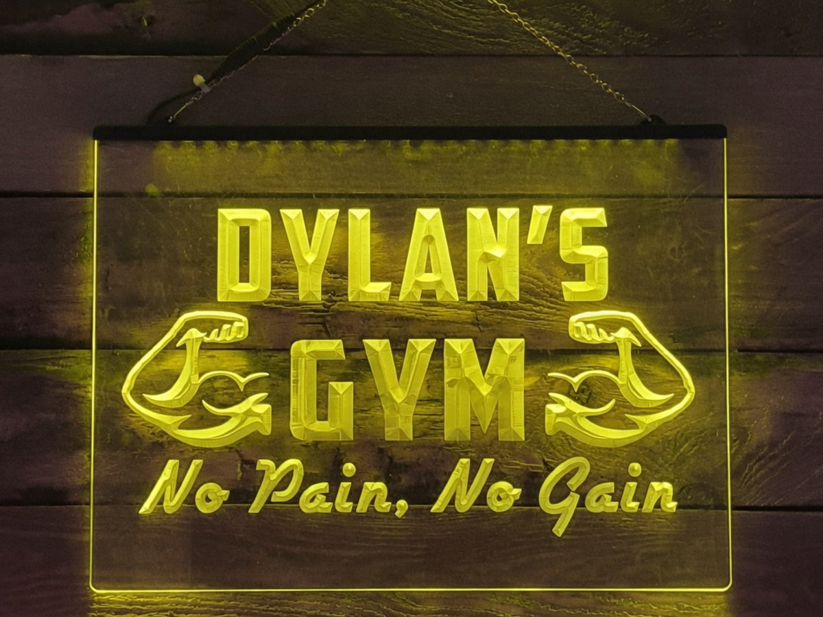 No Pain, No Gain Personalized Illuminated Gym Sign