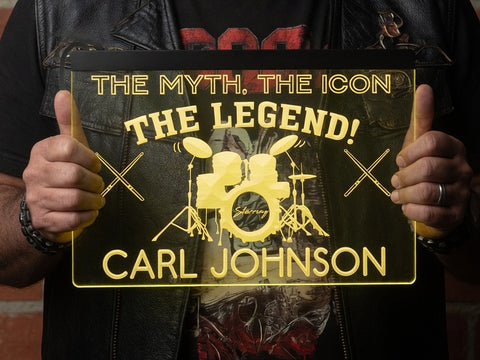Image of Drummer Legend Personalized Illuminated Sign