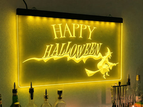 Image of Happy Halloween Witch Illuminated Sign