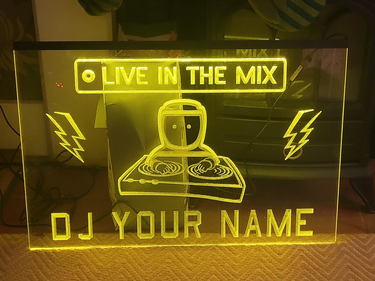 DJ Live in the Mix Personalized Illuminated Sign