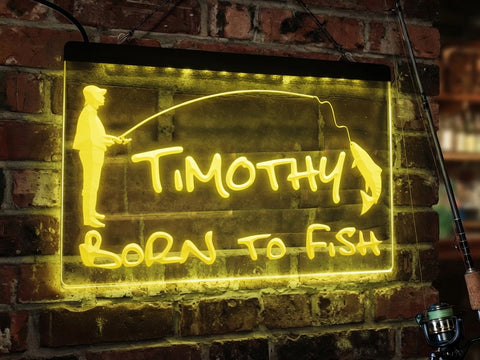 Image of Born to Fish Personalized illuminated Sign