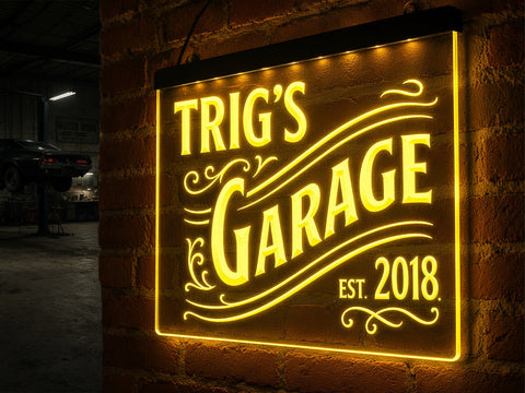 Image of Personalized Garage Illuminated Sign