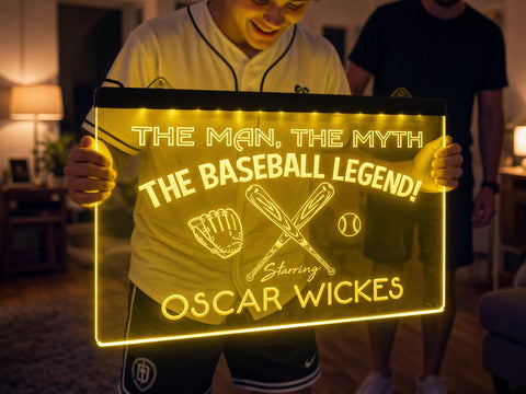 Image of The Baseball Legend Personalized Illuminated Sign