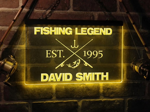 Image of Fishing Legend Personalized Illuminated Sign