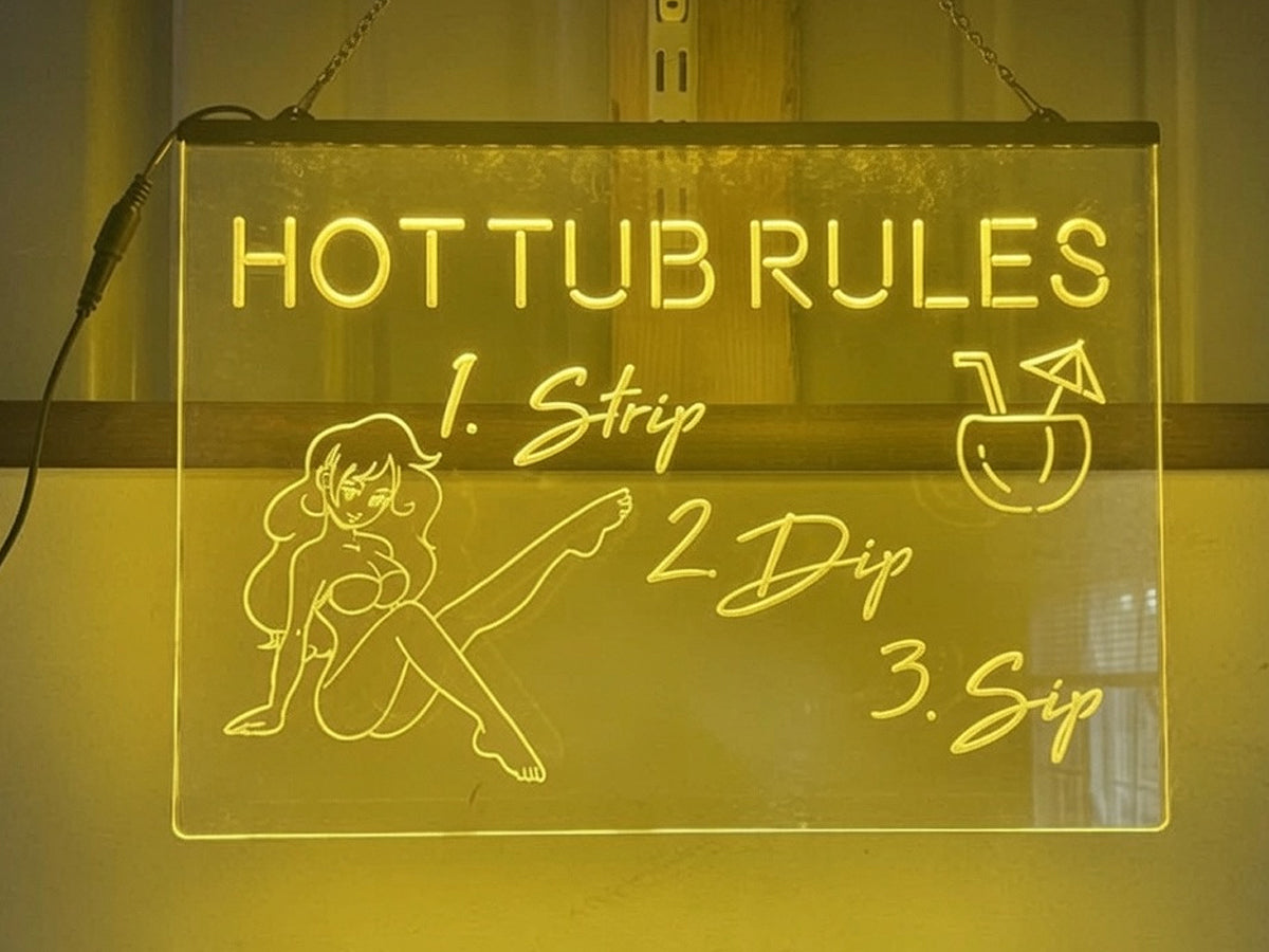 Hot Tub Rules Illuminated Sign