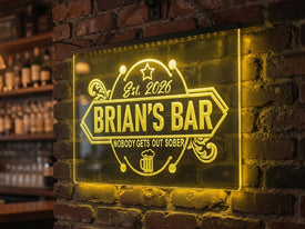 Nobody Gets Out Sober Personalized Illuminated Bar Sign