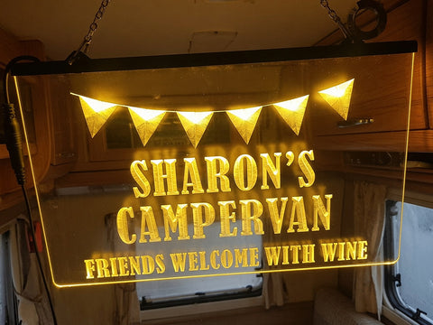 Image of Friends Welcome with Wine Personalized Illuminated Sign