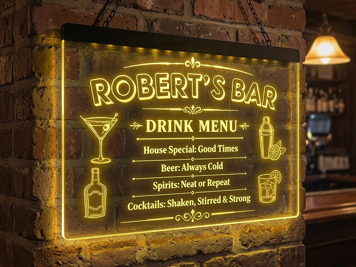 Personalized Drink Menu LED Neon Sign
