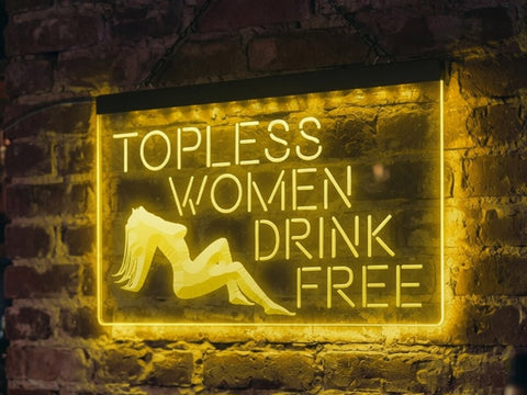 Image of Topless Women Drink Free Illuminated LED Neon Sign