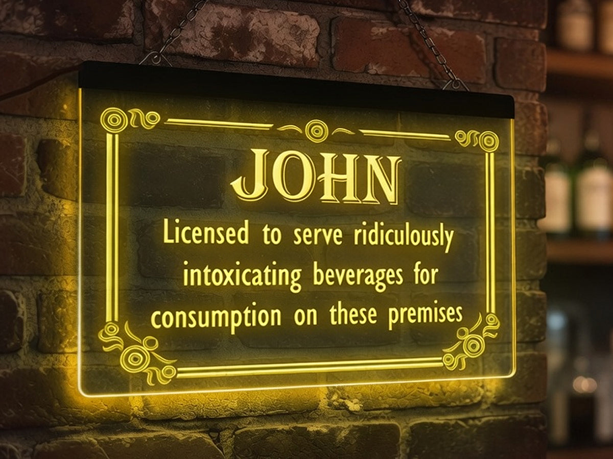 Licensed To Serve Intoxicating Beverages Personalized LED Neon Sign