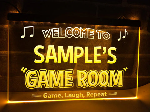 Image of Welcome To Game Room Personalized LED Neon Illuminated Sign