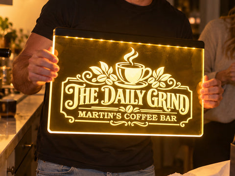 Image of The Daily Grind Personalized Illuminated LED Sign