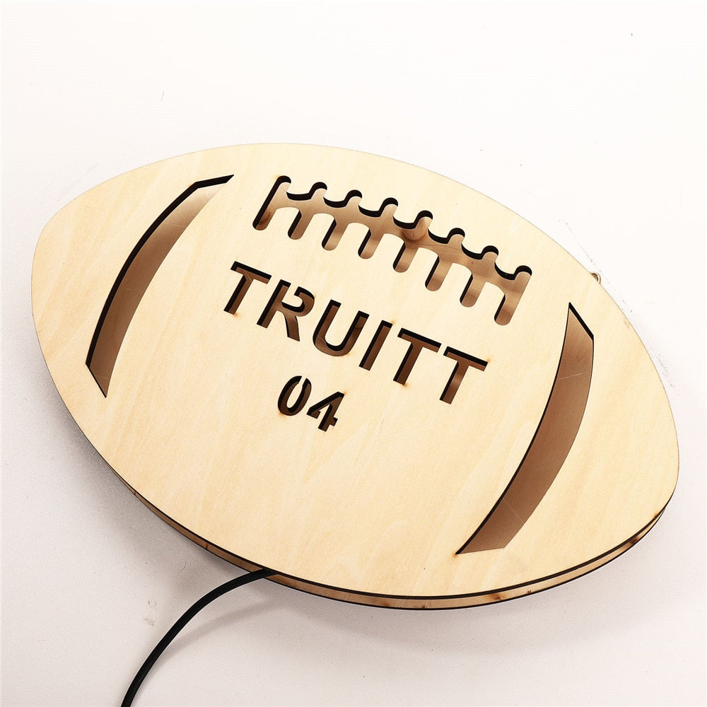 Custom Sports Themed LED Neon Wooden Sign - Personalized and Color Changing