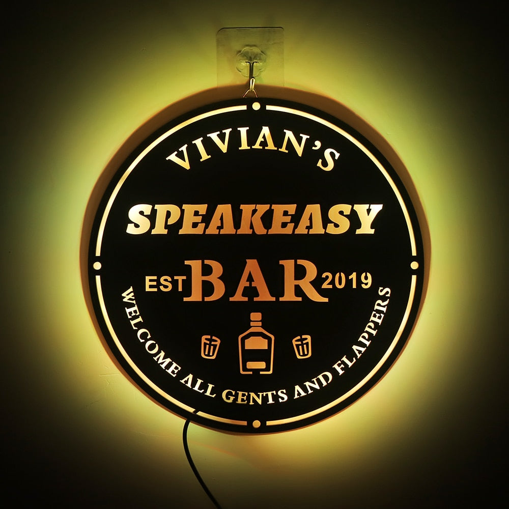 Custom LED Neon Wooden Bar Sign - Personalized and Color Changing