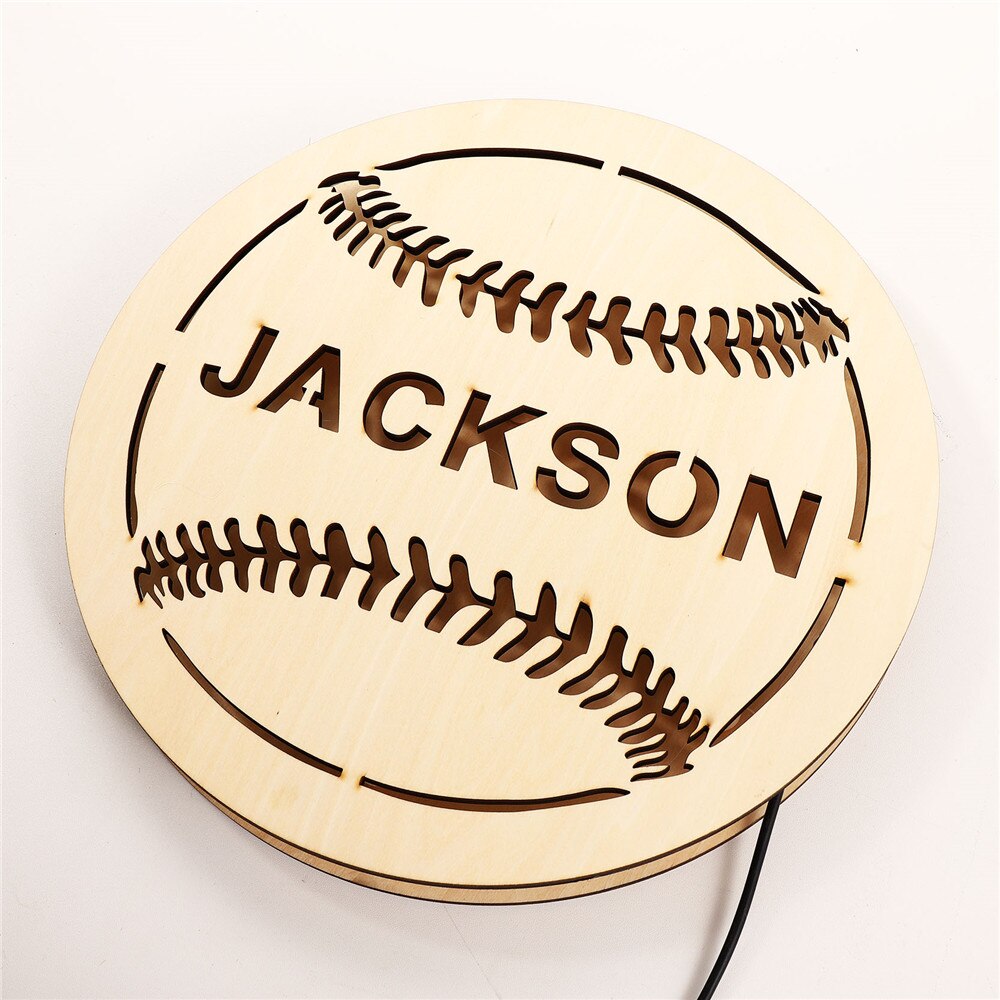 Custom Sports Themed LED Neon Wooden Sign - Personalized and Color Changing