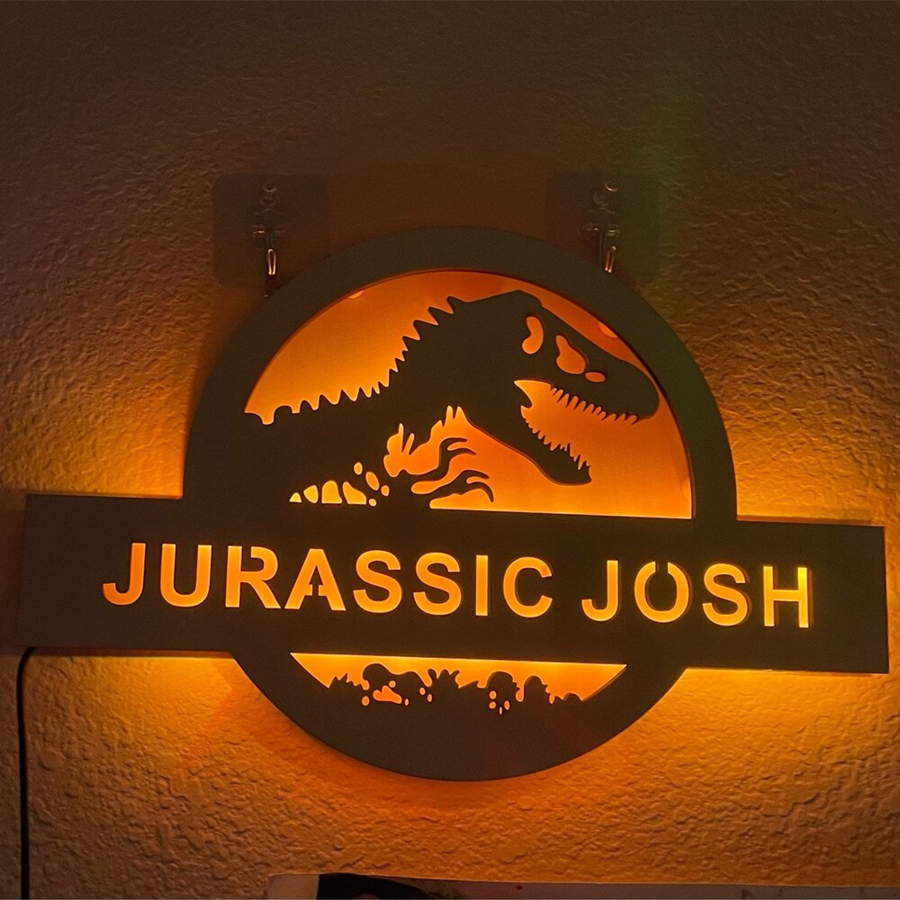 Personalized Dinosaur LED Neon Wooden Sign