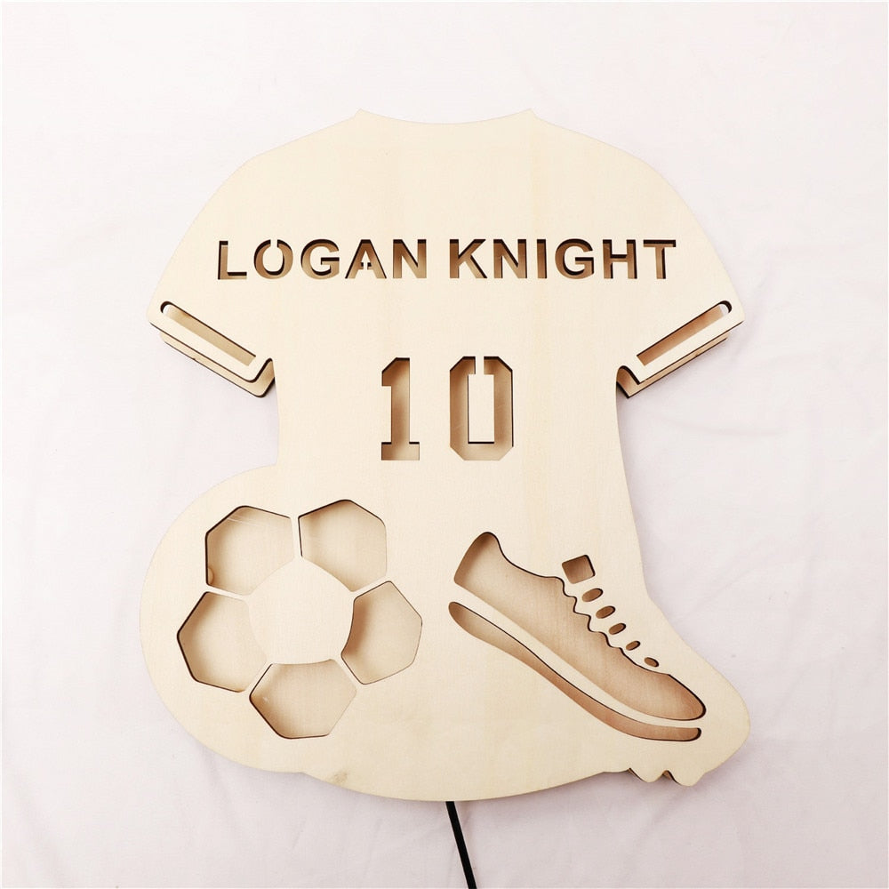 Custom Sports Themed LED Neon Wooden Sign - Personalized and Color Changing