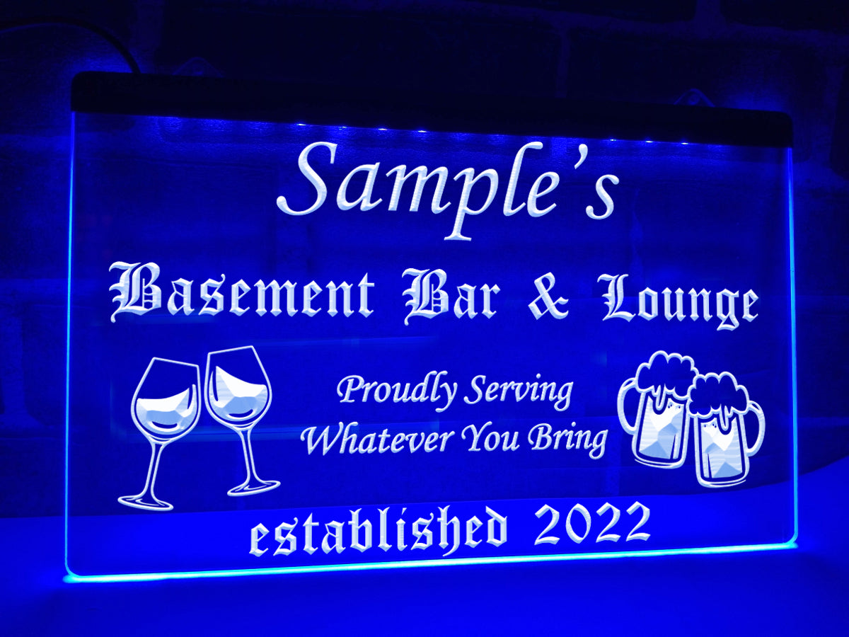 Personalized Lower Level Basement Bar Sign, Custom Bar Signs