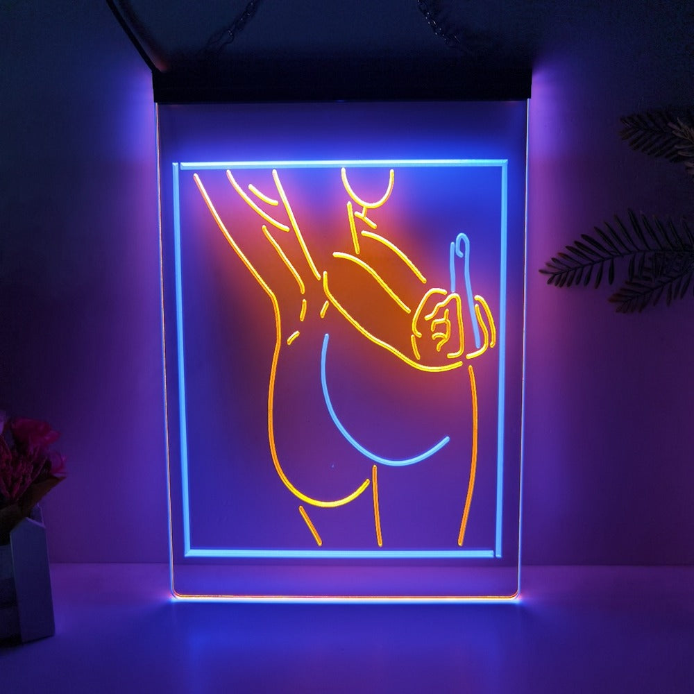 Middle Finger Two Tone Illuminated Sign